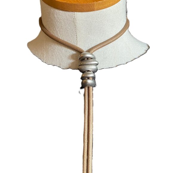 Long Lagenlook metal pewter adjustable chunky statement necklace - Picture 3 of 11